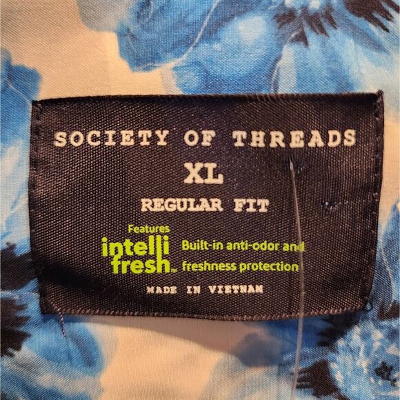 Men's New Blue Floral Shirt Button-Up Wrinkle Free Tropical Size XL - Picture 7 of 11